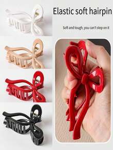 4 PCS Soft Hair Clip ,Elegant Minimalist Style Fashionable Versatile Simple Solid Color Hair Claw ,Protect The Back Of The Head Hair Claw, Summer Fall Accessories For Women, School Study, Washing,Make-Up, Women's Hair Clips For Thick Thin Hair, Hair Claws Accessories