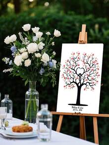​Wedding Fingerprint Guest Book - Unframed Canvas Sign-In Painting For Engagement/Bridal Shower