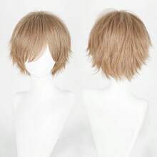 12 英寸黑色多色动漫假发带刘海 - 耐热，短直发款式，适合万圣节角色扮演和日常佩戴 - 彩色 - 查看 22