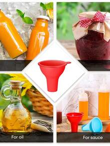 1PC Silicone Funnel, Wide-Mouthed Funnel Flexible Sauce Can Set, Suitable For Home, Restaurant And Kitchen Squeeze Bottles And Cans, Easy To Clean, Suitable For Most Liquids Such As Oil, Beverages, Sauces, Etc., Wide Range Of Applications, Reusable, Home Accessories