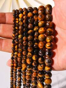 15 Inches 4/6/8/10/12mm Natural Yellow Tiger's Eye Beads, Healing Stone To Enhance Wealth And Confidence, Suitable For DIY Jewelry Making/Bracelets/Necklaces And Natural Stone Accessories (Natural Stone Texture May Vary, Random Delivery)