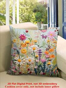 1 chiếc vỏ gối bằng polyester in họa tiết hoa oải hương, họa tiết hoa cúc in chuyển nhiệt, thích hợp cho phòng khách, ghế sofa, phòng ngủ, xe hơi, văn phòng, nhà nông thôn và các không gian trang trí nhà cửa khác. Không bao gồm ruột gối. - Màu tím - Xem 8