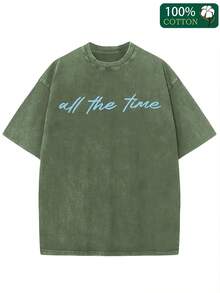 250g Heavyweight Washed Cotton Crew Neck T-Shirt - GOD IS GOOD Double-Sided Vintage Distressed Graphic, Unisex Oversized Loose Fit Casual Streetwear, Brown With Pink & Blue Lettering For Men & Women, Spring Summer Casual Attire, Easter & Festival Outfits - Màu cà phê - Xem 11