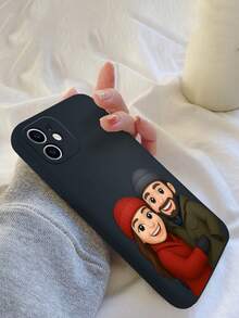 1 Stück personalisierter Weihnachts-Cartoon-Charakter Muster Handyhülle mit individuellem Namen, stoßfest, vollständige Abdeckung, schwarz, modisch, farbig, retro, süß, minimalistisch, spaßig, personalisiert, einzigartig, ideales Geschenk für ihn, ideales Geschenk für sie, Freund, Freundin, Familie, Freunde, Großeltern, Paare, Jahrestag