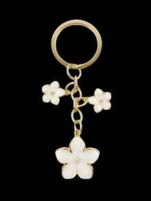 1pc Alloy Metal Cherry Blossom Shape Keychain Lightweight Fluttering Cherry Blossom With ID Tag, Suitable For Bag Charm, Car Keys, Couple Birthday Festival Christmas Gift Ideas Bag Accessories Lanyards With Id Holder Car Accessories Bag Charms Car Accessories Teacher Friend Sister