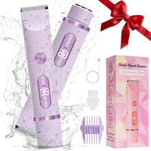 女士电动剃须刀，LED电量显示，二合一电动剃须刀，适用于女性腿部、腋下、面部和私密部位，可充电剃须刀/体毛修剪器，干湿两用，400mAh电池容量 - 彩色 - 查看 3