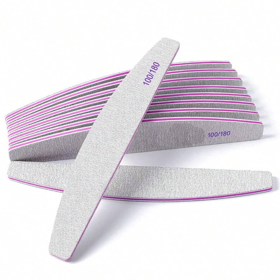 Canvalite 10 PCS Nail File Professional Nail Files Reusable Double Sided Emery Board(100/180 Grit) Nail Styling Tools For Home And Salon Use Christmas Gifts For Women - Nửa vầng trăng - Xem 1