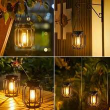 1 sztuka wodoodpornej, ogrodowej latarni solarnej, metalowa, wisząca lampa solarna z haczykiem. To jasna i ciepła lampa solarna, a zarazem klasyczna lampa solarna, idealna do dekoracji podwórek, ogrodów, tarasów i werand.