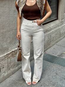 Women's Casual Straight-Leg Jeans Spring - Beige - View 9