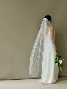 1 pièce Voile de mariée pur et transparent, longueur cheville, minimaliste et élégant - riz - Voir 13