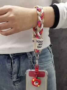 2026新年手机挂绳，1套金色编织腕带，手机挂绳腕带，短款编织绳，女士户外防坠绳，旅行攀岩绳，结实耐用礼品垫，多功能户外手持挂绳，防丢防盗手机壳挂件，含礼品垫