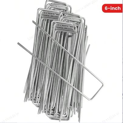 100 pièces Piquets de jardin en métal galvanisé de 15 cm, Clips pour tissu de paysage pour barrière, couverture de sol, décoration extérieure, stabilité de clôture