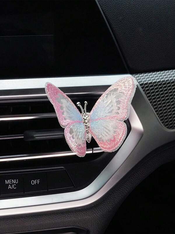 1pc Embroidered Butterfly Car Air Conditioning Vent Decoration That Moves