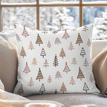 1 pieza Funda de cojín de árbol de Navidad minimalista, tela de terciopelo melocotón suave de una sola cara, 45*45/50*50/40*40CM Funda de cojín para sofá de tela moderna, decoración de interiores, decoración de fiesta, regalo - Multicolor - Ver 6