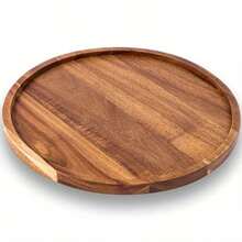 Acacia Wood Round Dinner Plates & Charger Trays - 8/10/12 Inch Natural Grain Lightweight Easy-Clean Plates For Sandwiches, Snacks, Desserts, Salad, Fruit | Party Favors, Casual & Formal Dining, Dinner Trays For Eating, Snack Organizer Tray, Rustic Tableware, Easyclean Surface, Smooth Finish - 棕色 - 查看 7