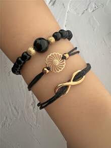 10/4/3pcs Woven Infinity Symbol & Multi-Element Bracelet Set, Beaded Jewelry, Women Accessories, Daily Wear