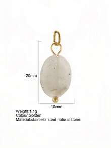 1pc Vintage Elegant Stainless Steel Natural Stone Geometric Pendant, DIY Necklace Bracelet Earring Keychain, Suitable For Christmas Gift & Daily Wear