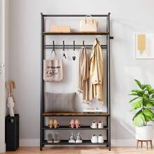Clothing Racks - 31,5"W 1 Reihe Haken Braun - Übersicht 2