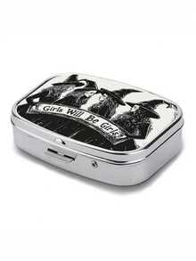 Hộp đựng thuốc 2 ngăn xách tay, hộp đựng vitamin bằng kim loại trang trí, quà tặng Halloween (hình phù thủy, bí ngô, mèo) - Nhiều màu - Xem 3