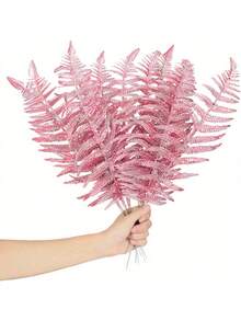 20 piezas/10 piezas Hojas brillantes, hojas tropicales artificiales, hojas de árbol de Navidad con brillo, adornos con brillo para DIY en tallos de ramos, decoración de coronas, hermosas flores artificiales para decoración de árbol de Navidad, decoración del hogar, relleno de escritorio de oficina, Acción de Gracias, decoraciones navideñas, decoración de mesa, DIY coronas, decoración de regalo navideño, suministros para fiestas navideñas, decoración de habitación