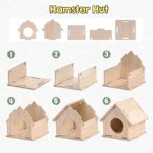1 件木制小动物城堡玩具屋，带跑轮、滑梯、藏身处、爬楼梯、平台，适合仓鼠，圣诞节和新年礼物 - 彩色 - 查看 5
