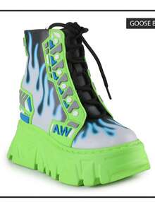 Women's Edgy Frame Print Street Fashion Wedge Platform Sneakers Green  Fashionable    Home  Vacation    All Season - Green - View 11