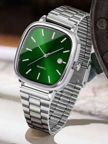 1pc Men's Quartz Watch, Simple And Casual, With Date Display, Strap Non-Adjustable, Men's Gifts, Suitable For Father's Day, Back To School Season Gifts And Daily Wear, Box Not Included - Black - View 8