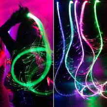 Rechargeable LED Fiber Optic Whip - 360° Swivel, 36 Mode Effects, Super Bright | Perfect For Raves, Parties, EDM, Light Shows, Festivals, Halloween & Christmas Decor - Colorful Glowing Braids - View 4