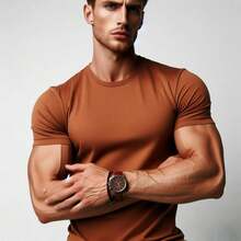 MIL200FIT Men T-Shirts - Coffee Brown - View 3
