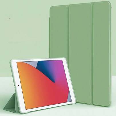 TenYide 1 件防震、防滑、防指纹三折平板电脑保护套，带支架，TPU 软边全覆盖，防刮擦，磁性睡眠/唤醒，简约商务风格 iPad 对开式保护套