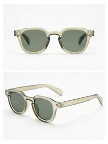 1 chiếc gọng kính tròn kiểu retro unisex chất lượng cao, thiết kế tối giản, thời trang, trang trí. - Khung xanh lá cây, viên thuốc màu xanh lá cây đậm - Xem 5