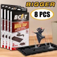 High-Efficiency Sticky Mouse Traps (8/12-Pack) | Super Strong Adhesive Glue Boards For Mice, Cockroaches, Spiders & Insects ,  Indoor/Outdoor Use & Easy To Install