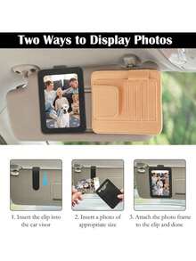Car Sun Visor Frame Decorations Includes A 3-Inch Photo Clip, License Plate Parking Number Card, And Interior Decoration Accessories - Comes With 2 White Paper Inserts For Photos, Phone Numbers, And Notes - MultiWarna - View 10