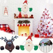 Mirilla de valla navideña - Diseño de Papá Noel y renos, decoración de jardín exterior, sin batería, ideal para celebraciones navideñas en el hogar y el jardín, decoraciones navideñas exteriores, decoración de temporada para el jardín, diseño alegre de animales, sin necesidad de energía