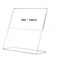 1/3/6 件 6x8 英寸（约 15x21 厘米）亚克力标牌架，透明塑料纸张标牌架、照片展示架、菜单桌面支架、垂直亚克力相框、宣传册架 - 無色 - 查看 10