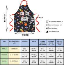 Delantal para niños – Dos bolsillos – chef, cocina, jardín, artista, pintura, limpieza, horneado, cerámica – regalo para niños y niñas - Copas - Ver 11