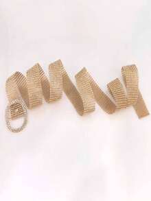 Damen Mode Strass verzierter dünner Taillengürtel, 9 Reihen voll mit Kristallen besetzter weicher Taillengürtel, stilvoller Metallhüftgürtel, vielseitig einsetzbar für Vintage-Röcke, Kleider