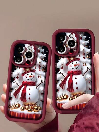 1 件独特的雪人图案，感恩节和圣诞节设计，兼容 16 (Pro/Plus/Pro Max)、15/14/13/12/11、X/XS/XR/XS Max，是送给男朋友、女朋友、家人的完美创意礼物