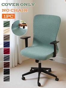 1 Stück T-Jacquard Bürostuhlbezug Stretch Komplett-Überzug Computerstuhl Schutzhülle Einfarbig Drehstuhl Bezug für Zuhause Hotel