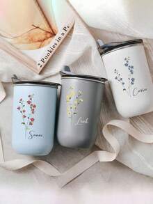 1pc Custom Stainless Steel Travel Mug - Double Insulated Coffee Mug With Personalised Name Option, Cold Drink Mug | Elegant Mist Finish | Double Insulated, Coffee Mug, ,Reusable,Multi-Functional,Ornamental,Stylish,Exquisite,High-Quality,Custom,Personalized,Unique,Ideal Gifts For Him,Ideal Gifts For Her,Her,Boyfriend,Girlfriend,Dad,Mom,Family,Friends,Son,Daughter,School Students,Workers,Kids,Office,Tea Room,School,Home