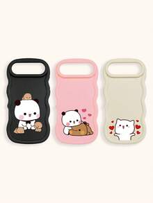 Cute Panda Novelty 3pcs Dopamine Themed Phone Cases, Cute Cartoon Panda, Bear, Cat Print Phone Case Set, New Wavy Macaron Design Phone Covers, Phone Protective Cases Compatible With IPhone Spring Gift,International Version, Not The Domestic Version - Multicolor - View 19