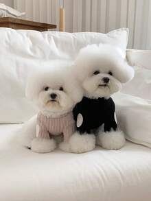 1pc Embroidered Pet Clothes, Dog/Cat Patchwork T-Shirt, Warm & Comfortable Undershirt Suitable For Small/Medium Dogs And Cats - Multicolor - View 9