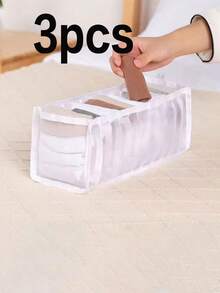 3 件套个人内衣袜子收纳盒，11 格衣柜搁板网格收纳盒，袜子打底裤分类收纳盒，可折叠抽屉收纳盒，卧室配件 - 彩色 - 查看 11