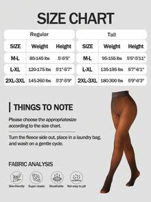 1 Pair Fleece Lined Warm Tights Thick Plush Thermal Women Leggings One Line Cortch Outdoor Wear Pantyhose For Winter 6 Colors &6 Sizes - 焦糖 - 查看 6