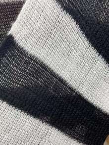 1pc Women Openwork Striped Cardigan Shrug Top, Lightweight And Loose, Sweet And Gentle V-Neck Style, Suitable For Spring And Autumn Accessories Women