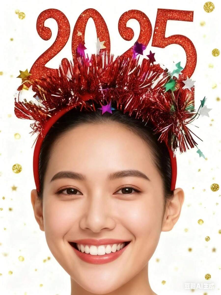 4 Confezioni di Accessori per Capelli Natalizi e per l'Anno Nuovo 2025, Decorazioni Festive per Feste, Cerchietti con Glitter e Paillettes, in Plastica, Senza Elettricità, Accessori Divertenti per Celebrazioni di Capodanno e Eventi di Cosplay, Decorazioni Natalizie per la Casa, Decorazioni per Stanze in Inverno