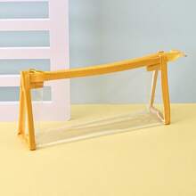 1pc PVC Transparent Triangle Pencil Case, Minimalist Back To School Student Large Capacity Zipper Storage Bag, Portable & Waterproof