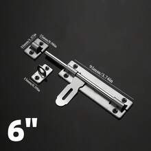 1pc 4"/6"/8" Throw Bolt Surface Mount Door Latch, Lockable Bathroom Door Wood Door Anti-Theft Double-Sided Throw Bolt