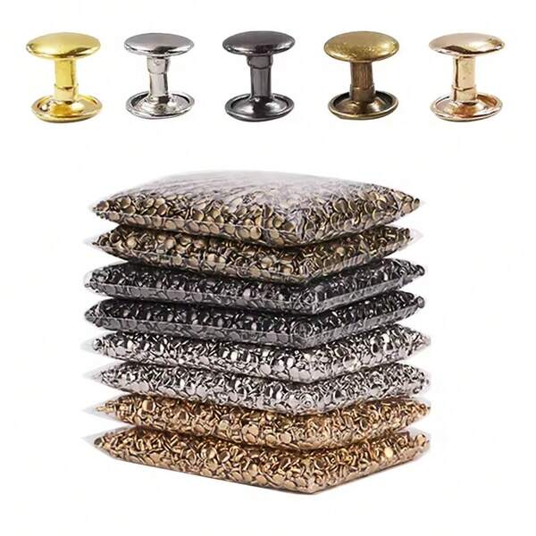 50/100sets 6mm 8mm Metal Double Cap Rivets Studs Round Rivet For Leather Craft Bag Belt Garments Hat Shoes Pet Collar Decor