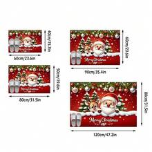 1 pezzo Zerbino con Babbo Natale e Renne, stile cartoni animati classico, in finta lana morbida, lavabile in lavatrice, facile da pulire, adatto per decorazioni natalizie in casa, utilizzabile per ingresso, soggiorno, camera da letto, cucina, bagno, corridoio, interno ed esterno, decorazioni natalizie/decorazioni per la casa